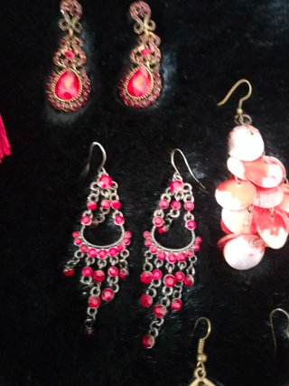 Lote Pendientes Vintage Rojo y Dorado