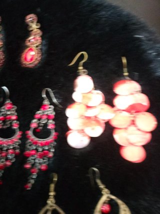Lote Pendientes Vintage Rojo y Dorado
