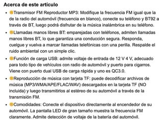 Transmisor Bluetooth Manos libres Radio · Nuevo