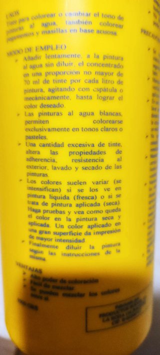 Colorante al agua Amarillo 1L. Otro de regalo.