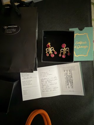 Pendientes Oro 9k,Rubíes 6.75ct, Diamantes 0,32ct