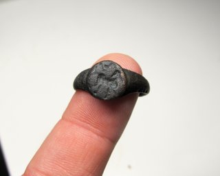 impresionante rarisimo anillo sello romano caballo