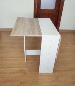 Mesa de cocina plegable madera y blanco