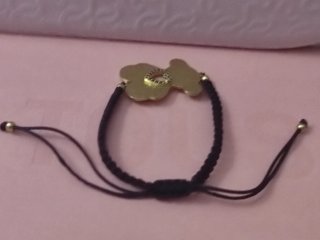 Pulsera Tous Oso Corazón Negro Oro Vermeil