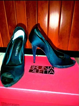 Décolleté Bruna Diletta tacco glitter nero n.34
