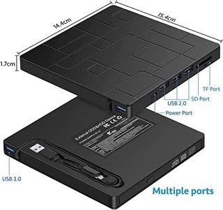 Grabadora DVD externa USB 3.0 + lector SD · Nueva