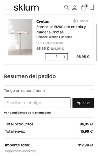Parasol Sklum Ø290 cm NUEVO