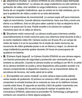 Cámara WiFi Oculta + Cargador Inalámbrico · Nueva