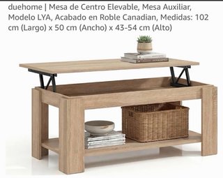 Mesa elevable DUEHOME modelo LYA en acabado Roble.