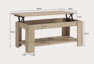 Mesa elevable DUEHOME modelo LYA en acabado Roble.