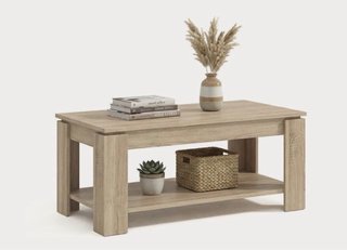 Mesa elevable DUEHOME modelo LYA en acabado Roble.