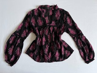 Blusa Vintage MANGO Negra y Burdeos