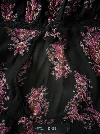 Blusa Vintage MANGO Negra y Burdeos