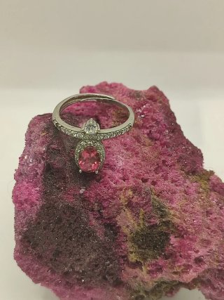 Anillo Plata Ley S925 Circonitas Granate Rosa