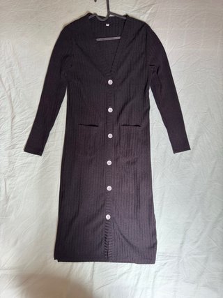 Vestido de punto negro largo
