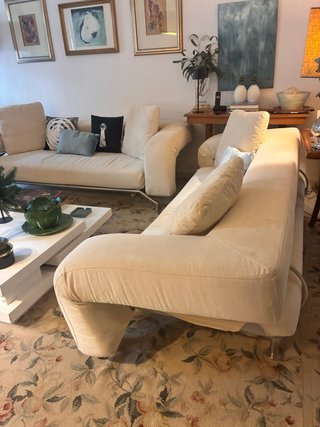 Pareja Sofás Diseño Blanco Roto Hacen Cama