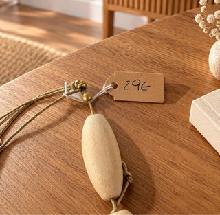Collar Largo de Madera con Estrella de Nácar