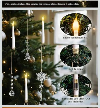 10 Velas Navideñas LED con Mando