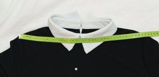 Vestido negro cuello blanco perlas talla 44
