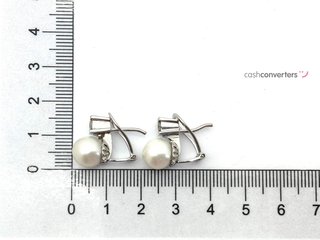 pendientes oro 18k con piedra con diamante,perla