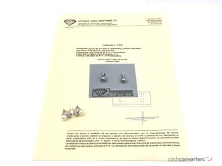 pendientes oro 18k con piedra con diamante,perla