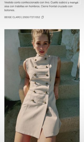 Vestido Corto de Lino Zara Beige