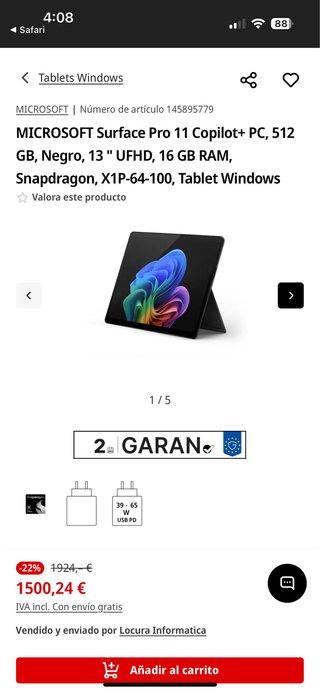 Microsoft Surface Pro 11 512GB Negro