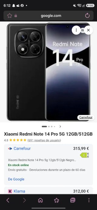 Xiaomi Redmi Note 14 Pro 5G 512GB Negro 250€