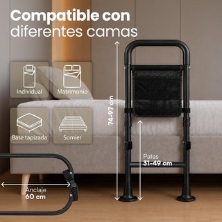 JEIKI Barandilla Cama 150kg Altura Ajustable