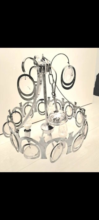 Lampadario Sciolari Anni '80 Metallo Vetro