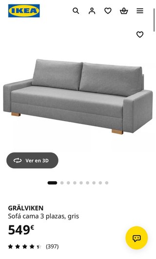 Sofá Ikea GRÄLVIKEN 3 plazas
