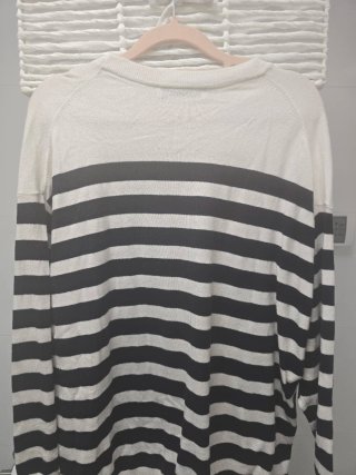Jersey Zara Rayas Beige y Negro