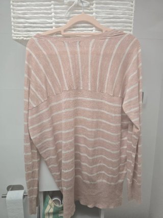 Jersey Mango rayas finas rosa y blanco