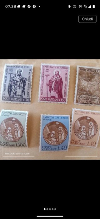 6 Francobolli Poste Vaticane 1963