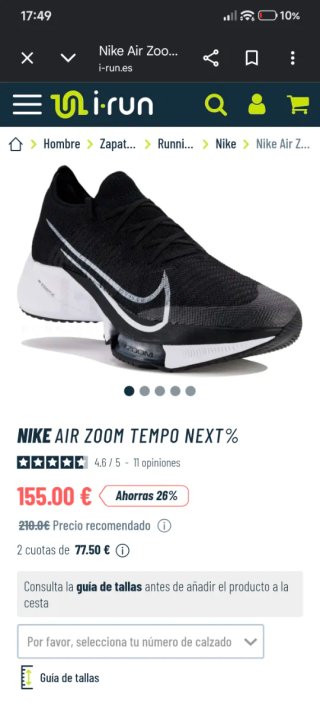 Zapatillas Nike Tempo Next Negras/Blancas