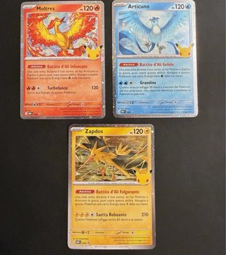 Set 3 Carte Pokémon Base Moltres Articuno Zapdos