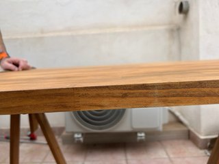Mesa tablero 180x80 cm + cristal + borriquetas