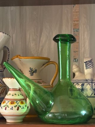 Porrón Vintage de Cristal Verde