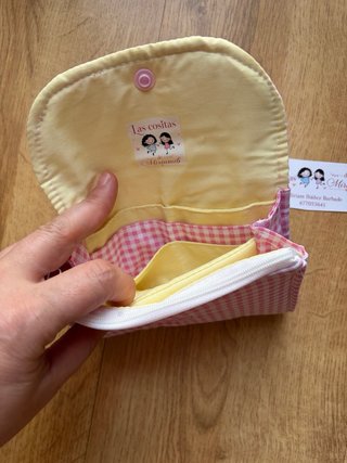 Monedero Acordeón de Tela Vichy Rosa