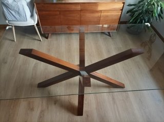 Mesa de Comedor Banak de Cristal y Madera