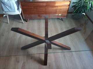 Mesa de Comedor Banak de Cristal y Madera