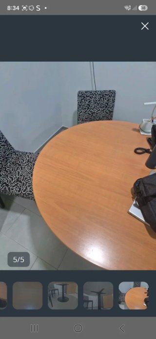 Mesa redonda madera y patas hierro