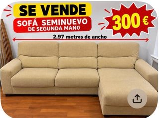 Sofá Chaise Longue Beige 2,97m