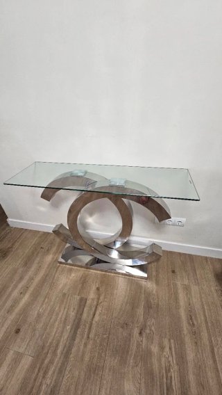 Tavolo consolle in vetro e metallo CC