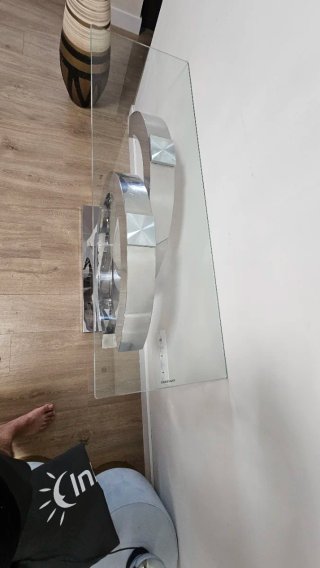 Tavolo consolle in vetro e metallo CC