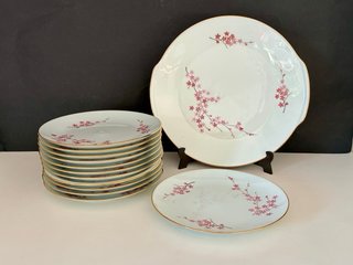 🇫🇷 Set Postre Limoges, 12 platos + bandeja redonda