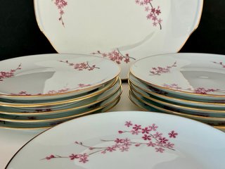 🇫🇷 Set Postre Limoges, 12 platos + bandeja redonda