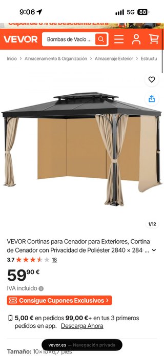 Cortina Impermeable VEVOR para Cenador NUEVA