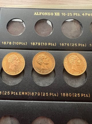 Monete d'Oro di Alfonso XII da 25 Pts.