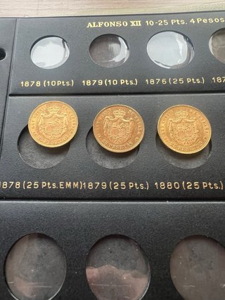 Monete d'Oro di Alfonso XII da 25 Pts.